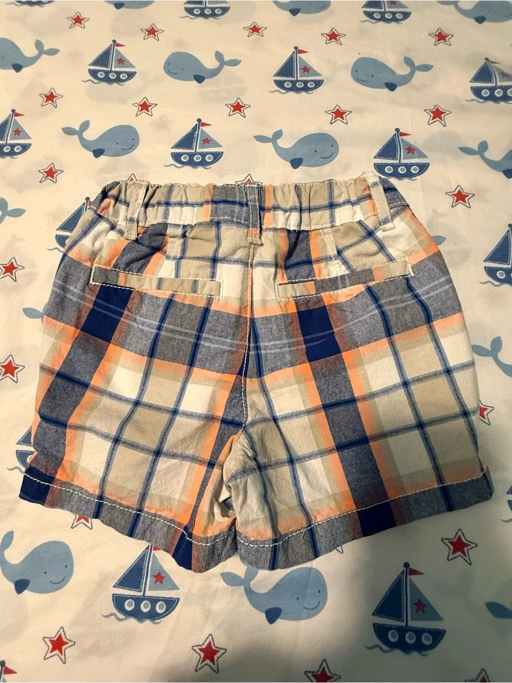 The Children's Place Orange & Blue Plaid Cotton Shorts